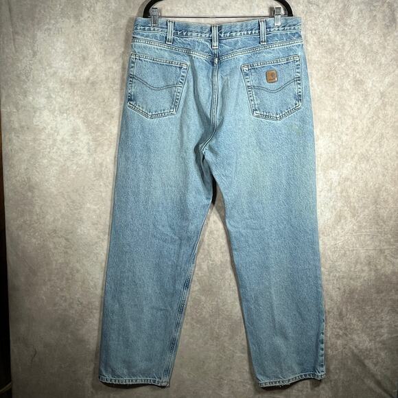 Carhartt Jeans Mens Size 38X32 Blue Stonewashed Denim Relaxed Fit Workwear 8460 - Picture 7 of 11